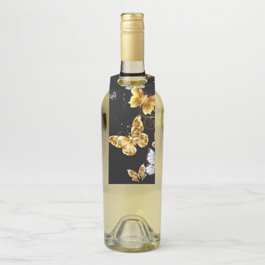 Gold und weiße Schmetterlinge Flaschenanhänger (Auf Flasche)
