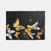 Gold und weiße Schmetterlinge Fleecedecke (Vorderseite (Horizontal))