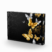 Gold und weiße Schmetterlinge Fotoblock (Rechts)