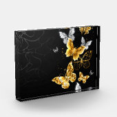 Gold und weiße Schmetterlinge Fotoblock (Links)