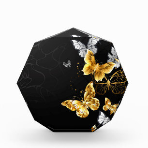 Gold und weiße Schmetterlinge Fotoblock