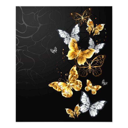 Gold und weiße Schmetterlinge Fotodruck (Vorne)