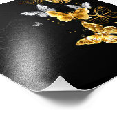 Gold und weiße Schmetterlinge Fotodruck (Ecke)