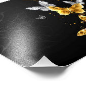 Gold und weiße Schmetterlinge Fotodruck (Ecke)