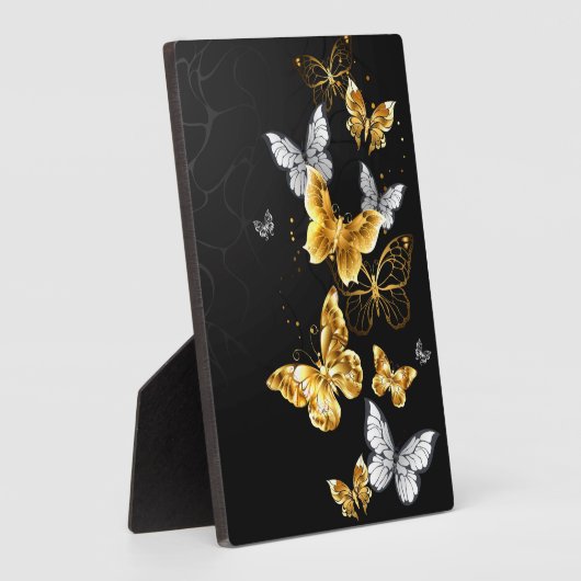 Gold und weiße Schmetterlinge Fotoplatte (Seite)