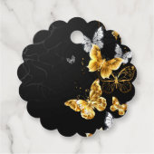 Gold und weiße Schmetterlinge Geschenkanhänger (Rückseite)
