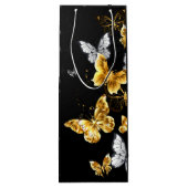 Gold und weiße Schmetterlinge Geschenktüte Für Weinflaschen (Rückseite)
