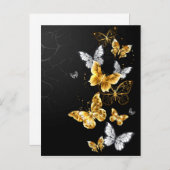 Gold und weiße Schmetterlinge Hinweiskarte (Vorne/Hinten)