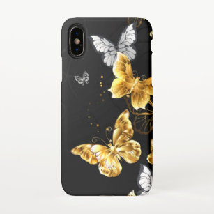 Gold und weiße Schmetterlinge iPhone Hülle
