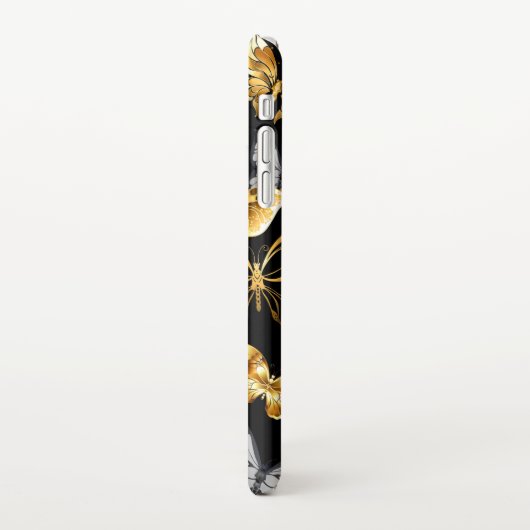 Gold und weiße Schmetterlinge iPhone Hülle (Linke Seite)