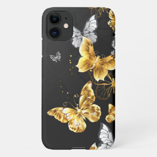Gold und weiße Schmetterlinge iPhone 11 Hülle