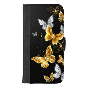 Gold und weiße Schmetterlinge iPhone 8/7 Plus Geldbeutel-Hülle