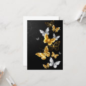 Gold und weiße Schmetterlinge Karte (Vorderseite/Rückseite Beispiel)