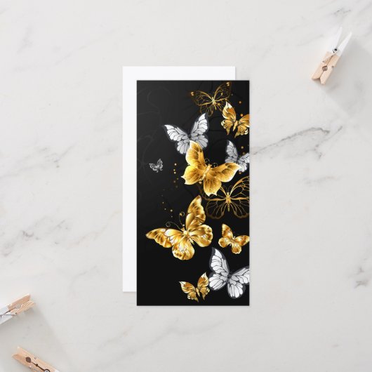 Gold und weiße Schmetterlinge Karte (Vorderseite/Rückseite Beispiel)