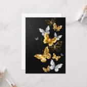 Gold und weiße Schmetterlinge Karte (Vorderseite/Rückseite Beispiel)
