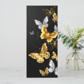 Gold und weiße Schmetterlinge Karte (Stehend Vorderseite)