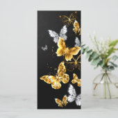 Gold und weiße Schmetterlinge Karte (Stehend Vorderseite)
