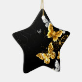 Gold und weiße Schmetterlinge Keramik Ornament (Rechts)
