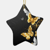 Gold und weiße Schmetterlinge Keramik Ornament (Links)