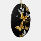 Gold und weiße Schmetterlinge Keramik Ornament (Rechts)