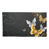 Gold und weiße Schmetterlinge Kissenbezug (Rückseite-Rechts)