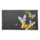 Gold und weiße Schmetterlinge Kissenbezug (Rückseite-Links)