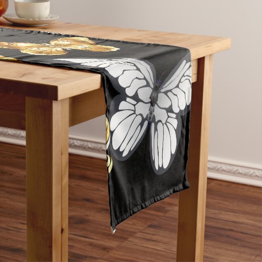 Gold und weiße Schmetterlinge Kurzer Tischläufer (Beispiel)