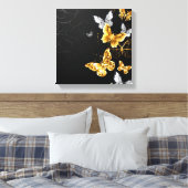 Gold und weiße Schmetterlinge Leinwanddruck (Insitu (Schlafzimmer))