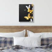 Gold und weiße Schmetterlinge Leinwanddruck (Insitu (Schlafzimmer))