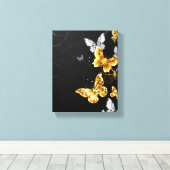 Gold und weiße Schmetterlinge Leinwanddruck (Insitu (Holzboden))