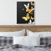Gold und weiße Schmetterlinge Leinwanddruck (Insitu (Schlafzimmer))