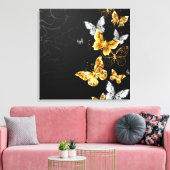 Gold und weiße Schmetterlinge Leinwanddruck (Insitu (Wohnzimmer))