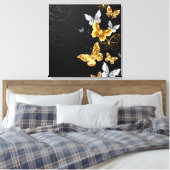 Gold und weiße Schmetterlinge Leinwanddruck (Insitu (Schlafzimmer))