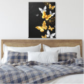 Gold und weiße Schmetterlinge Leinwanddruck (Insitu (Schlafzimmer))