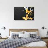 Gold und weiße Schmetterlinge Leinwanddruck (Insitu (Schlafzimmer))