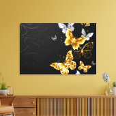Gold und weiße Schmetterlinge Leinwanddruck (Insitu (Wohnzimmer))