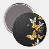 Gold und weiße Schmetterlinge Magnet (Vorderseite/Rückseite)