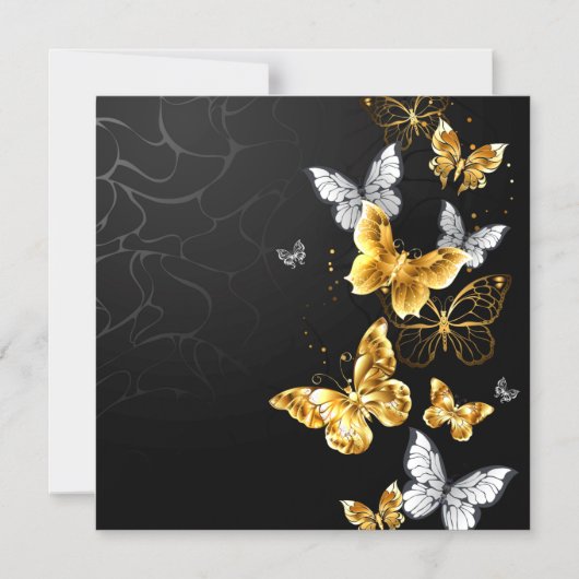 Gold und weiße Schmetterlinge Magneteinladung (Vorderseite)