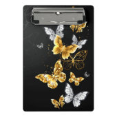 Gold und weiße Schmetterlinge Mini Klemmbrett (Vorderseite)