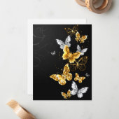 Gold und weiße Schmetterlinge Mitteilungskarte (Vorderseite/Rückseite Beispiel)