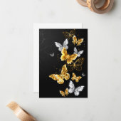Gold und weiße Schmetterlinge Mitteilungskarte (Vorderseite/Rückseite Beispiel)