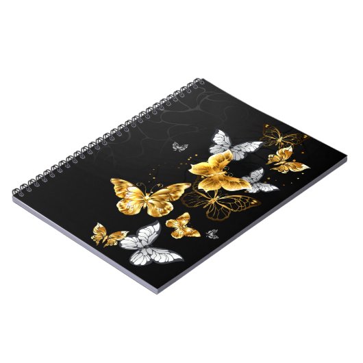 Gold und weiße Schmetterlinge Notizblock (Linke Seite)