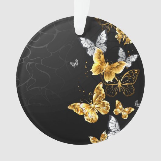 Gold und weiße Schmetterlinge Ornament (Vorderseite)