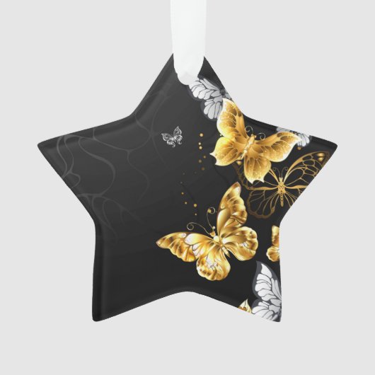 Gold und weiße Schmetterlinge Ornament (Vorderseite)