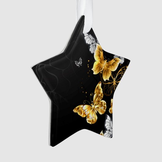 Gold und weiße Schmetterlinge Ornament (Vorderseite)