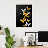 Gold und weiße Schmetterlinge Poster (Heimbüro)