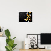 Gold und weiße Schmetterlinge Poster (Heimbüro)