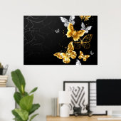 Gold und weiße Schmetterlinge Poster (Heimbüro)