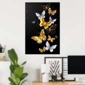 Gold und weiße Schmetterlinge Poster (Heimbüro)