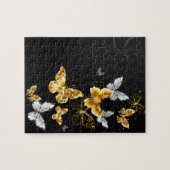 Gold und weiße Schmetterlinge Puzzle (Horizontal)